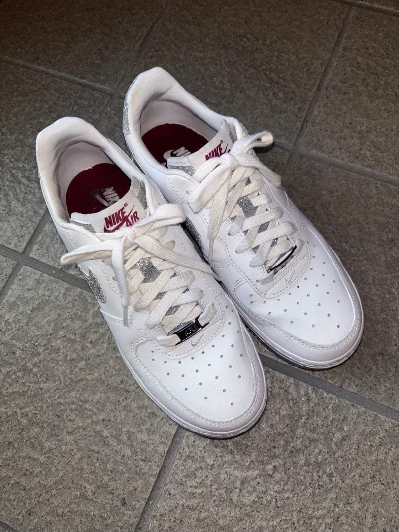 Nike エアフォース 1 シルバー グリッター 24.5