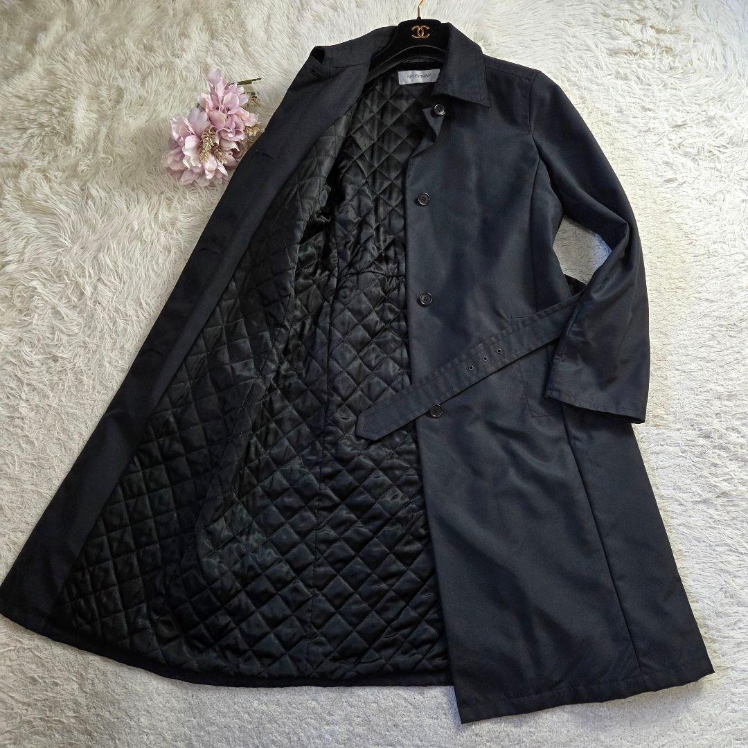 美品 Max Mara ベルテッド ロングコート キルティング XL ブラック