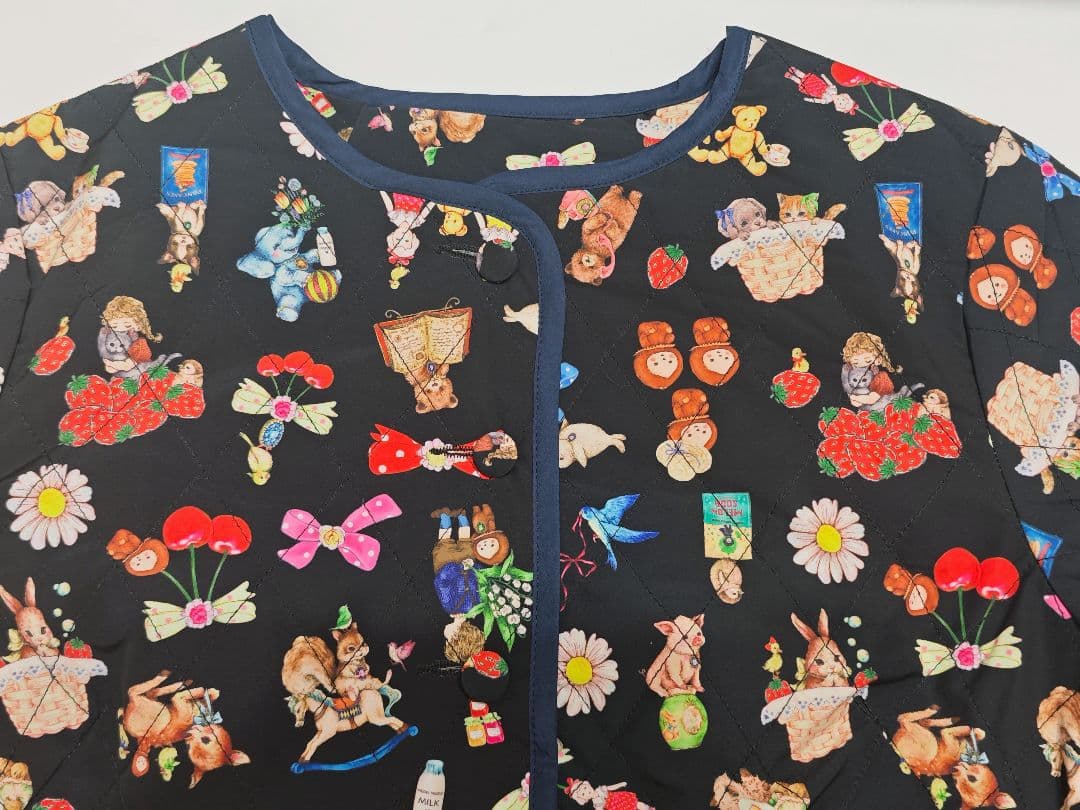 yukiemon 着せ替え柄　テキスタイルキルトブルゾン　M　レア品