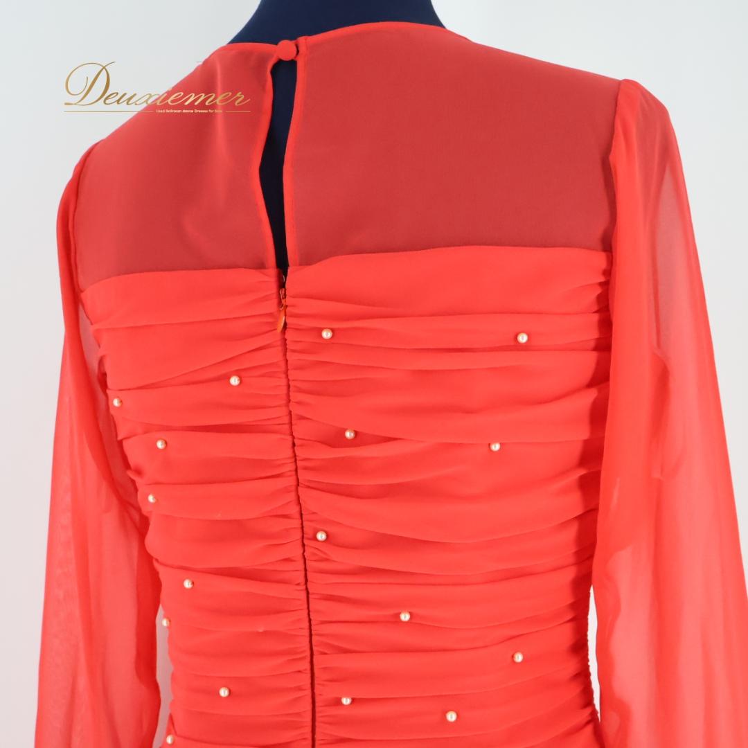 【日本製 社交ダンス衣装】レッド SORELI ワンピース ドレス 赤 レース