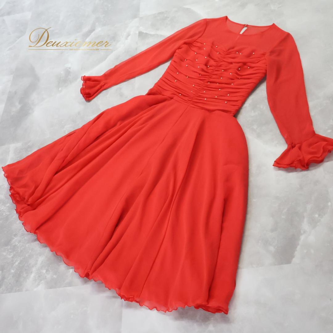 【日本製 社交ダンス衣装】レッド SORELI ワンピース ドレス 赤 レース