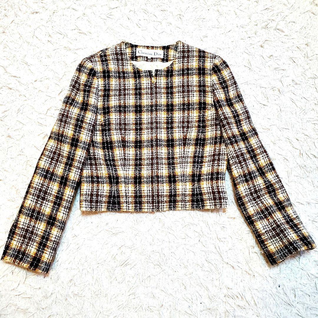 Christian Dior 現行タグ ツイードノーカラージャケット