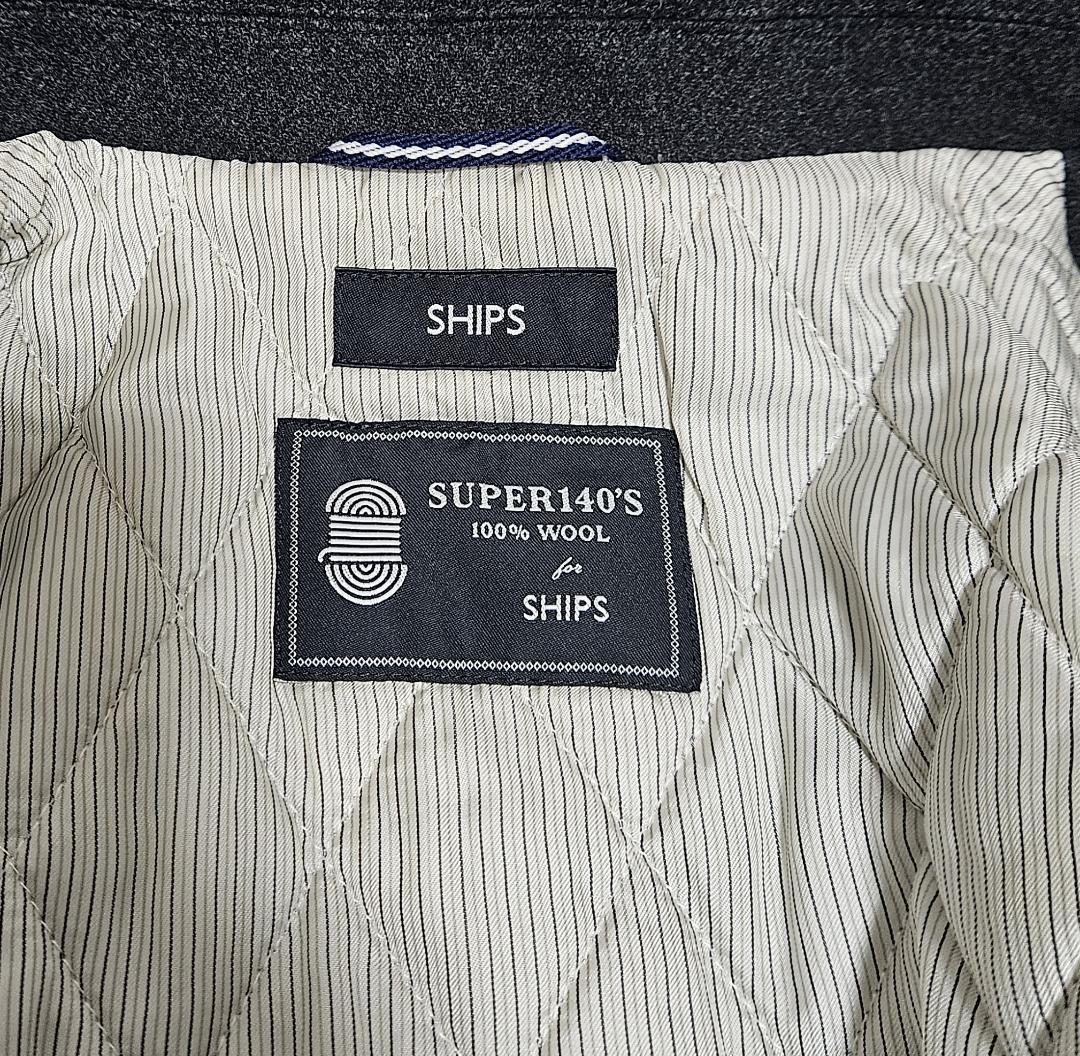 美品 SHIPS メルトン シングル ロングピーコート