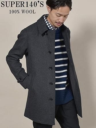 美品 SHIPS メルトン シングル ロングピーコート