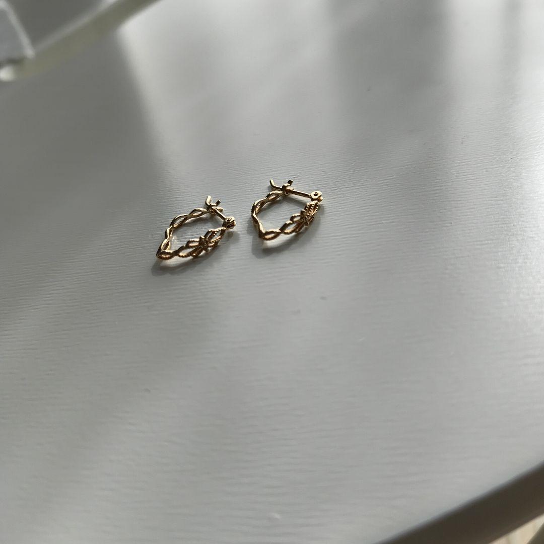 agete　K10ゴールド　フープピアス