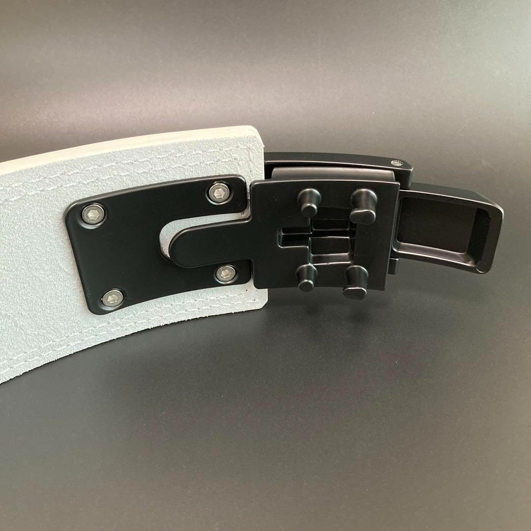 本革13ミリ パワーベルト パワーリフティング S 可変式 white×マット黒