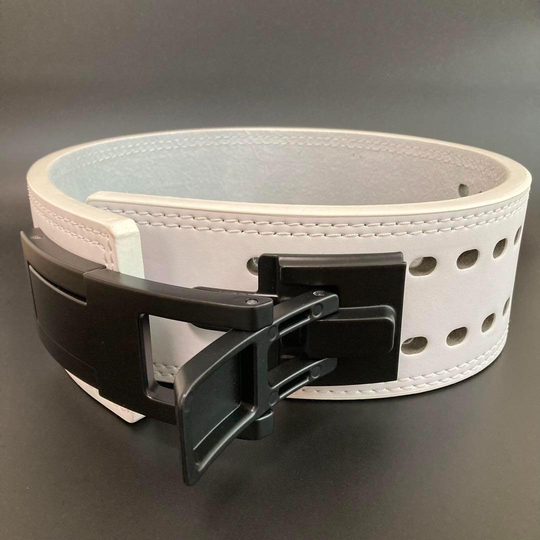 本革13ミリ パワーベルト パワーリフティング S 可変式 white×マット黒