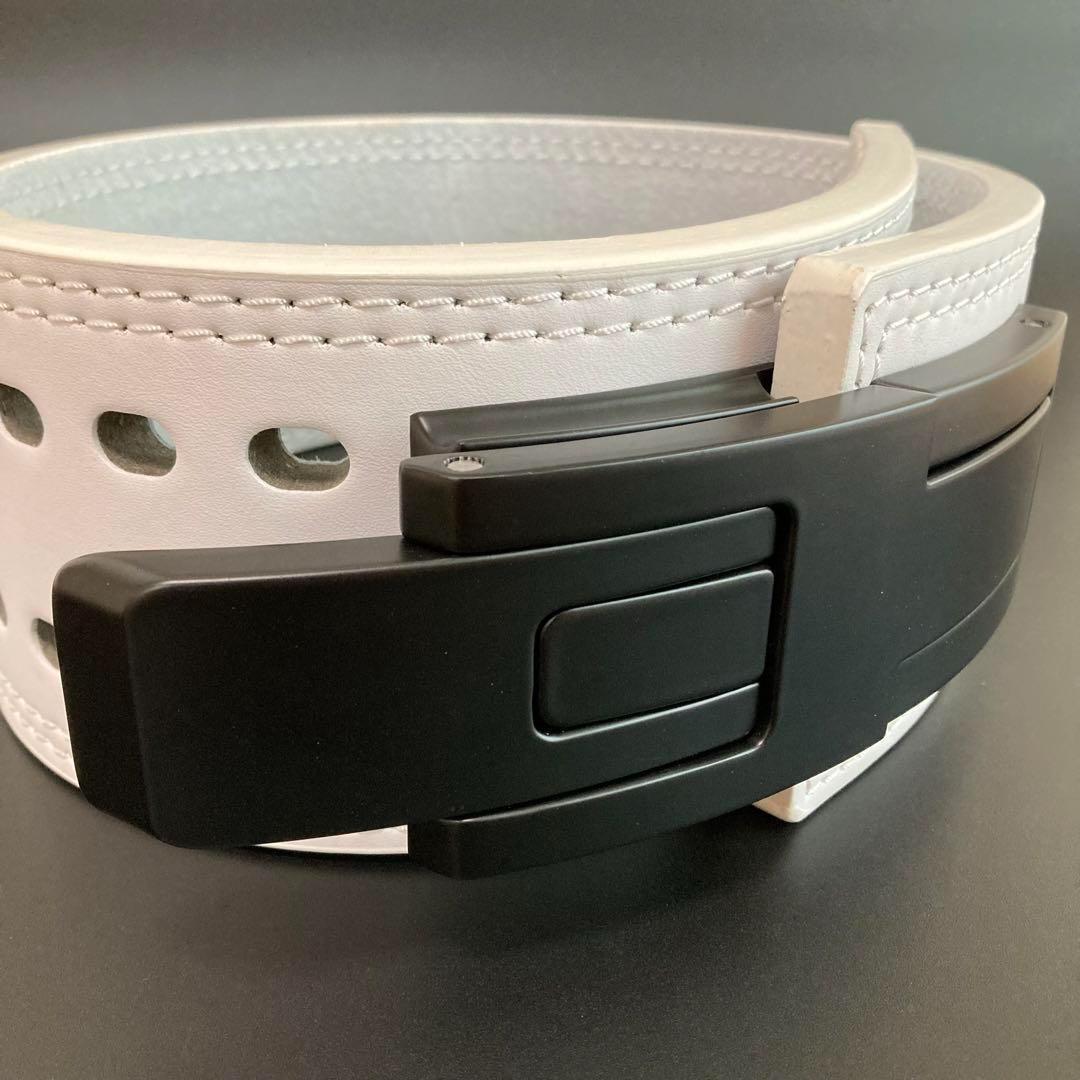 本革13ミリ パワーベルト パワーリフティング S 可変式 white×マット黒