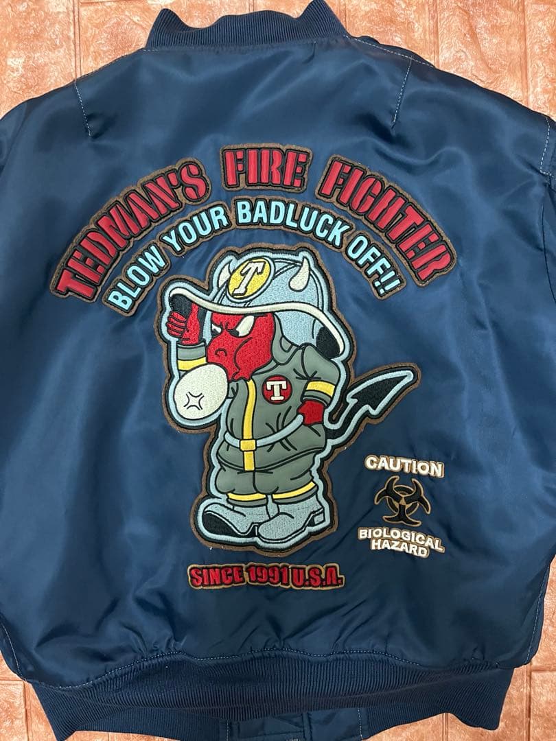 TEDMAN ファイアーマン 消防士 刺繍ワッペン MA-1ネイビー Mサイズ