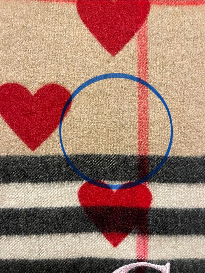 BURBERRY バーバリー マフラー カシミア100％　ハートレッド　傷有