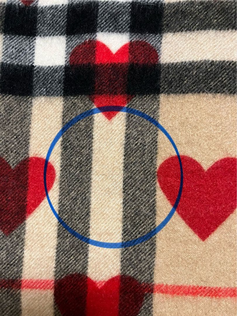 BURBERRY バーバリー マフラー カシミア100％　ハートレッド　傷有