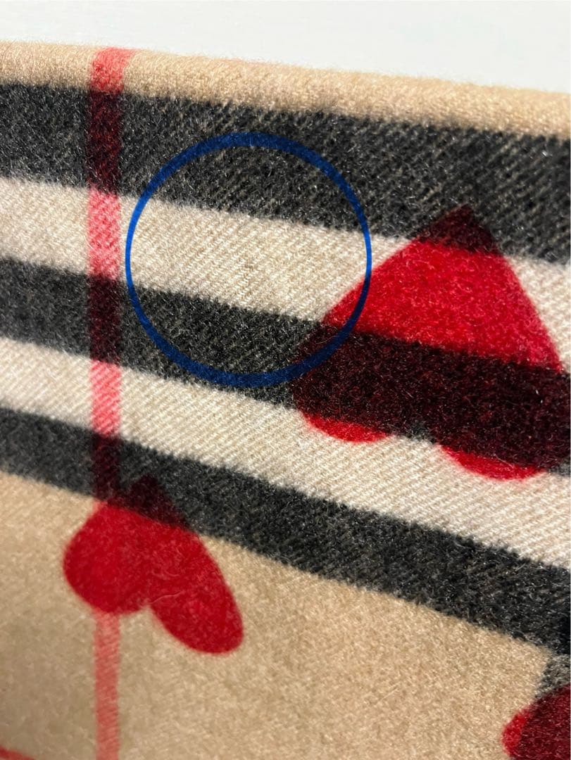 BURBERRY バーバリー マフラー カシミア100％　ハートレッド　傷有