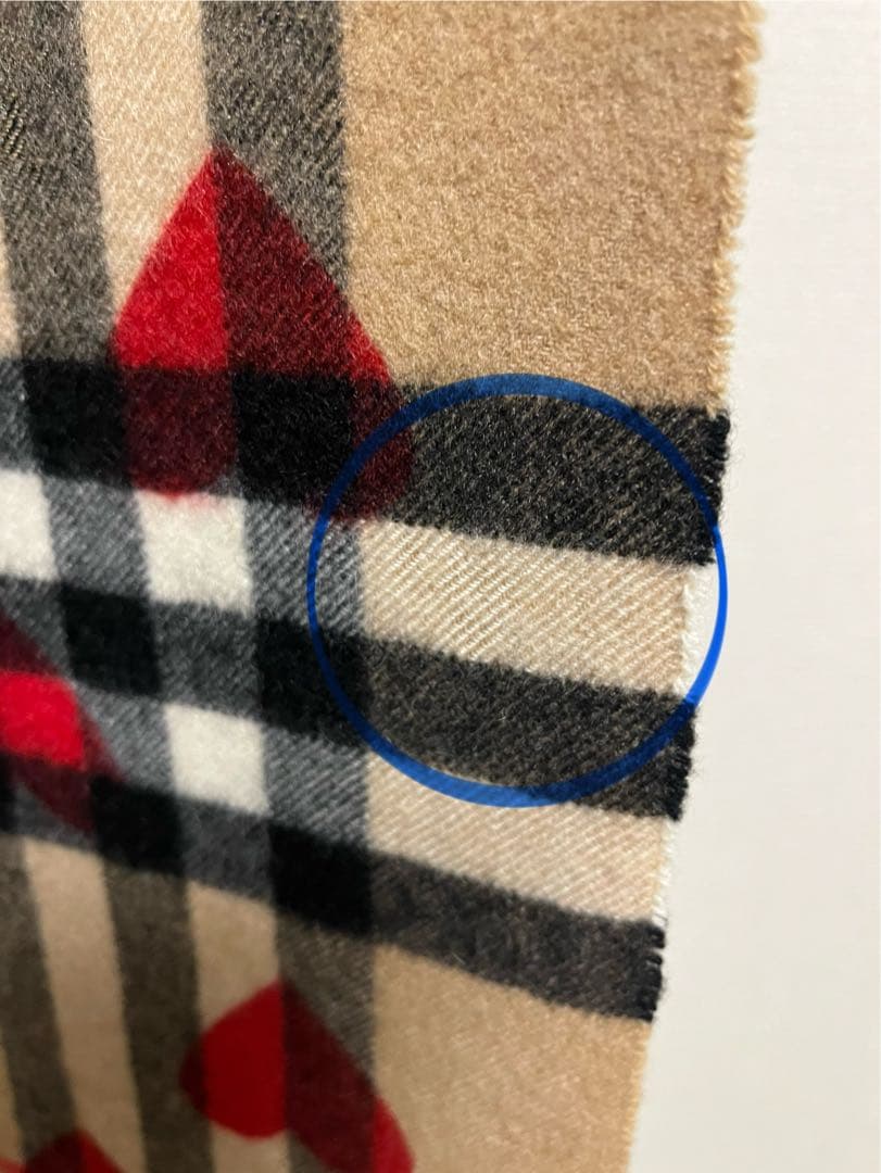 BURBERRY バーバリー マフラー カシミア100％　ハートレッド　傷有