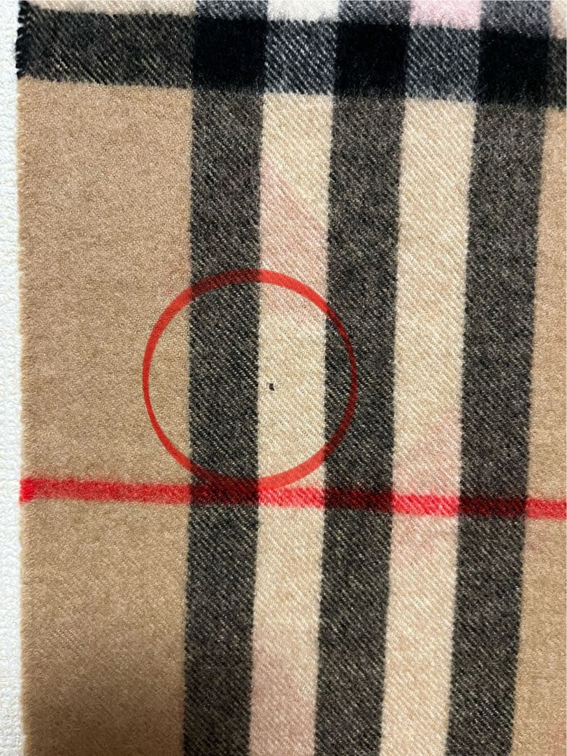 BURBERRY バーバリー マフラー カシミア100％　ハートレッド　傷有