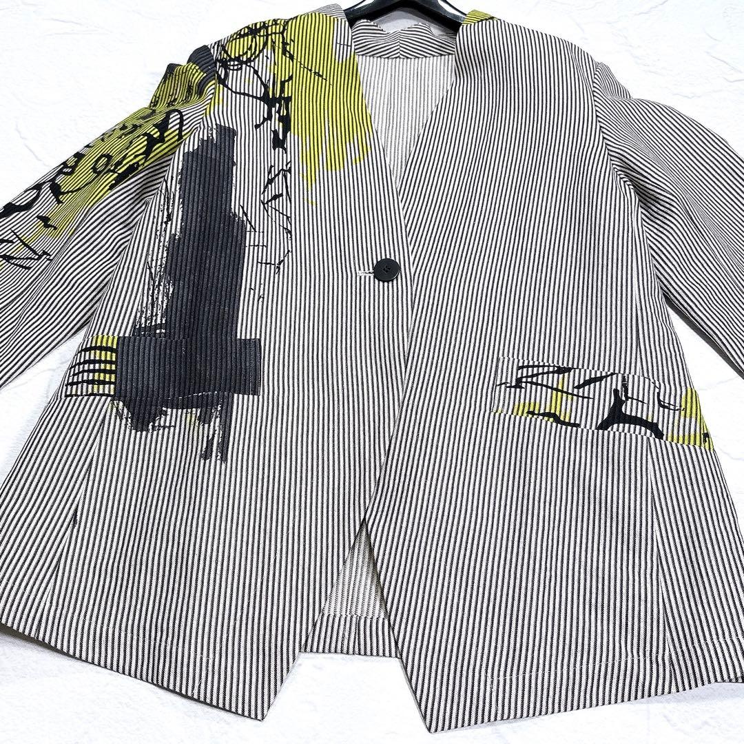 ✨美品✨2024年　芽風　センソユニコ　ノーカラージャケット　アート　1B　綿麻