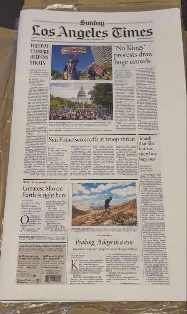 ドジャース 大谷翔平 『伝説の試合記念号】ロサンゼルスタイムズ　額縁入り