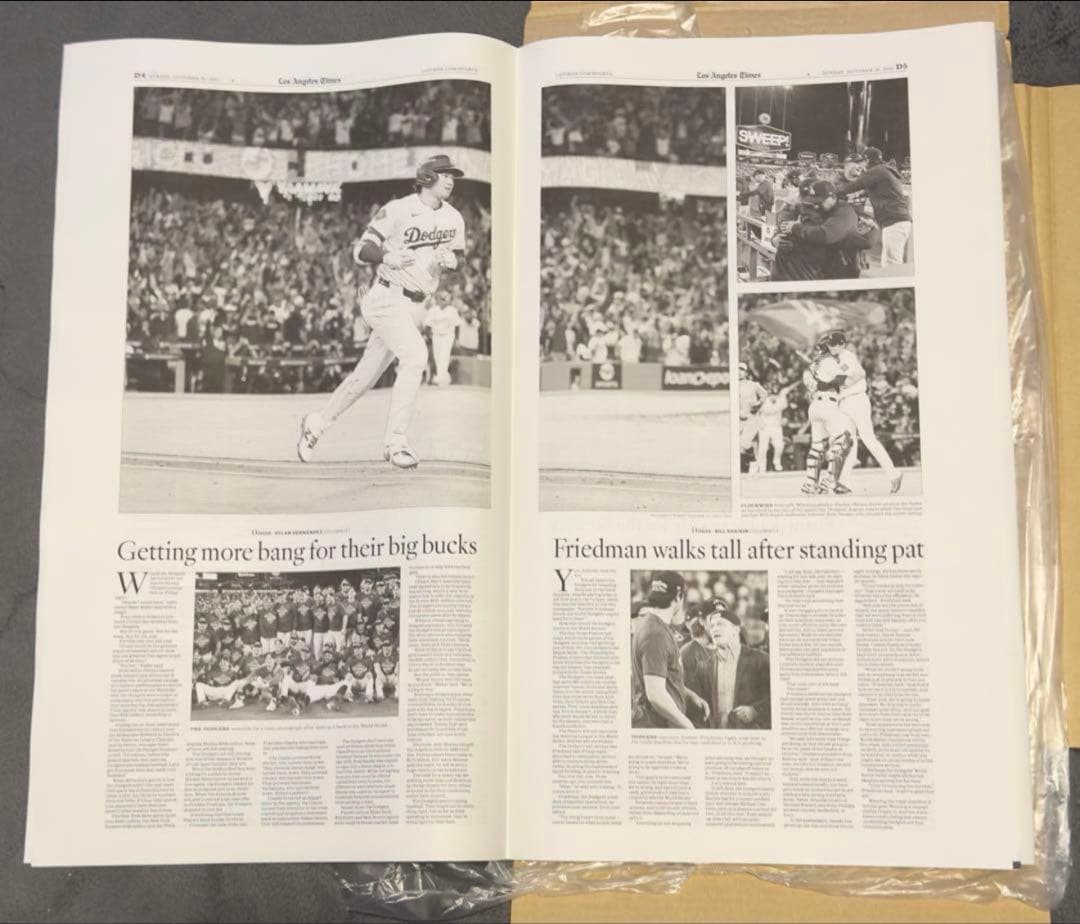 ドジャース 大谷翔平 『伝説の試合記念号】ロサンゼルスタイムズ　額縁入り