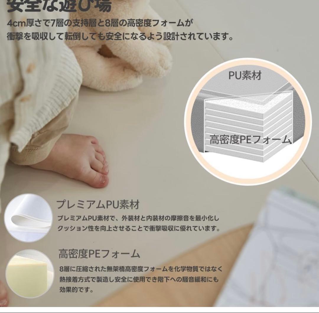 Caraz プレイマット4段120x160x4cm厚ベビーマットthesun抗菌