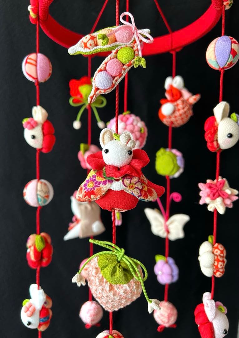 古布うさぎ吊るし飾り(２点) お雛様