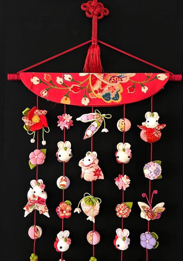 古布うさぎ吊るし飾り(２点) お雛様