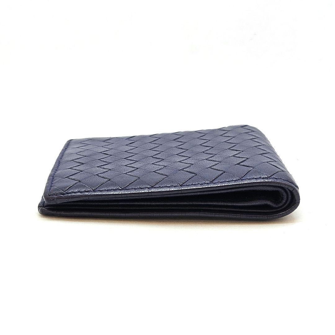 ボッテガヴェネタ 二つ折り 折財布 イントレチャート レザー ネイビー