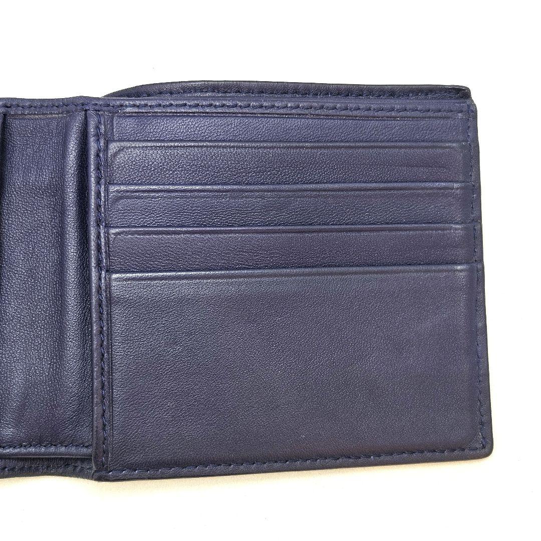ボッテガヴェネタ 二つ折り 折財布 イントレチャート レザー ネイビー