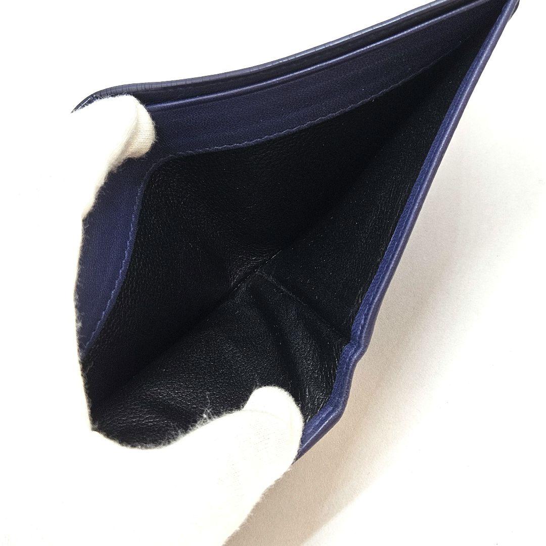 ボッテガヴェネタ 二つ折り 折財布 イントレチャート レザー ネイビー