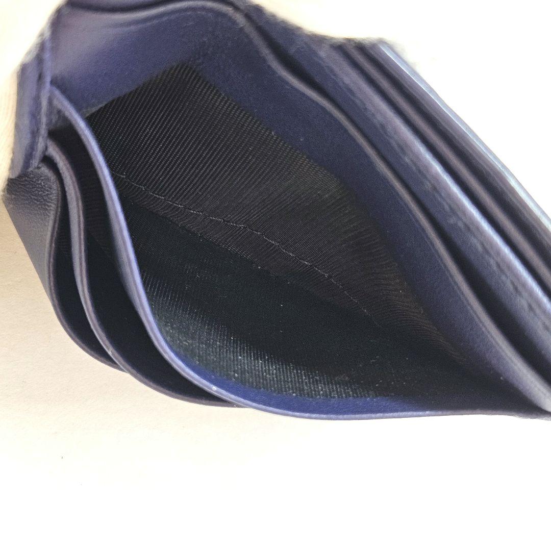 ボッテガヴェネタ 二つ折り 折財布 イントレチャート レザー ネイビー