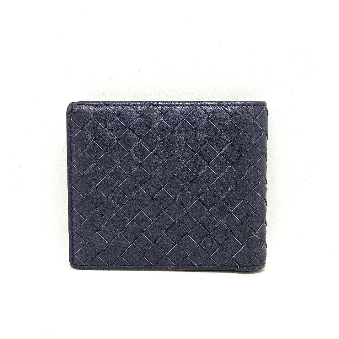 ボッテガヴェネタ 二つ折り 折財布 イントレチャート レザー ネイビー