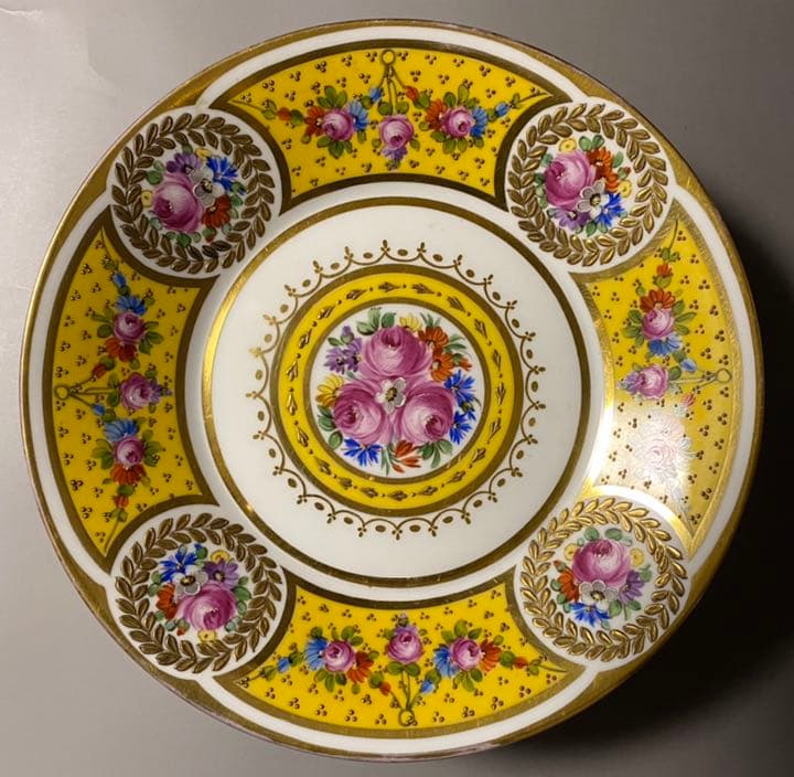 美麗 KPMベルリン コンポート ブロンズフット ファビュラス 美しい黄色 金彩