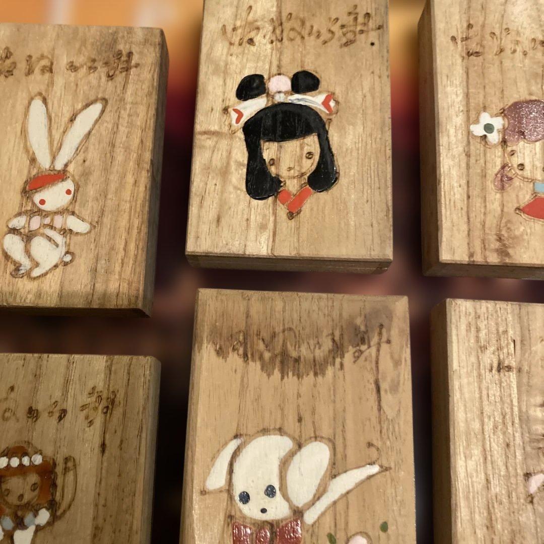 旧い昭和の組み立て木箱入り　みすや縫い針 6箱　和紙に折り鶴　兎　犬　猫　女の子