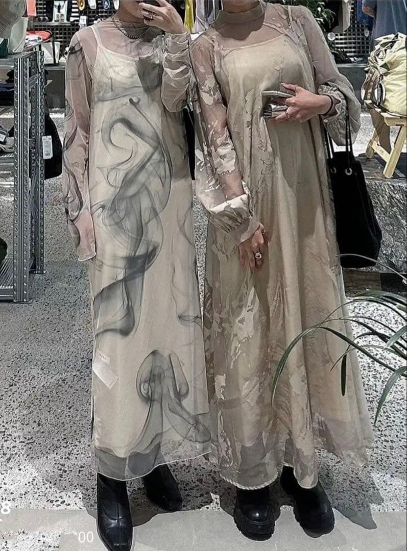 ワンピース CURL OF SMOKE SHEER DRESS AMERI vintage