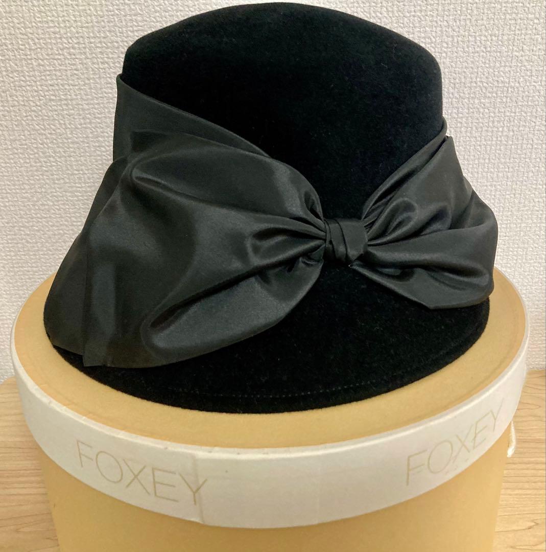 クリスマス値下げ♪FOXEY ブラックリボンハットラビットファー100%