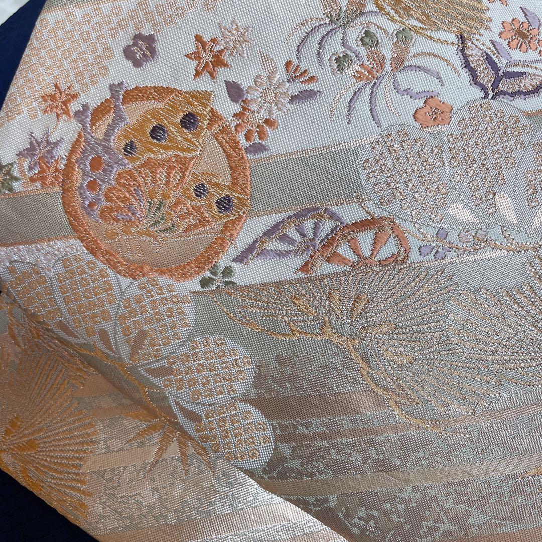 色無地　狢菊　地紋　紺色　躾糸付き　丸に片喰　シンプル　礼装　I1