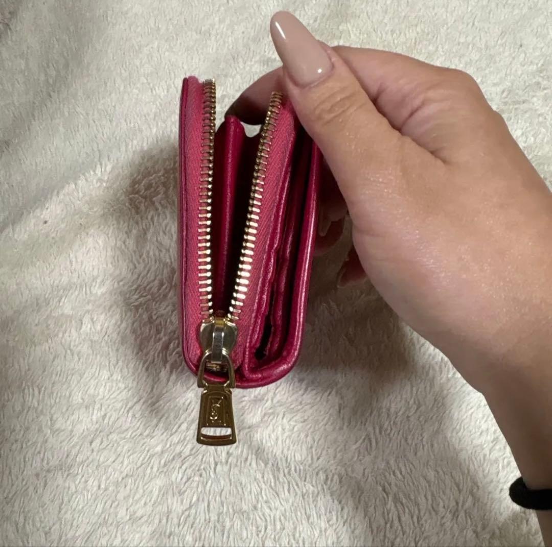 YSL バーガンディ 二つ折り財布