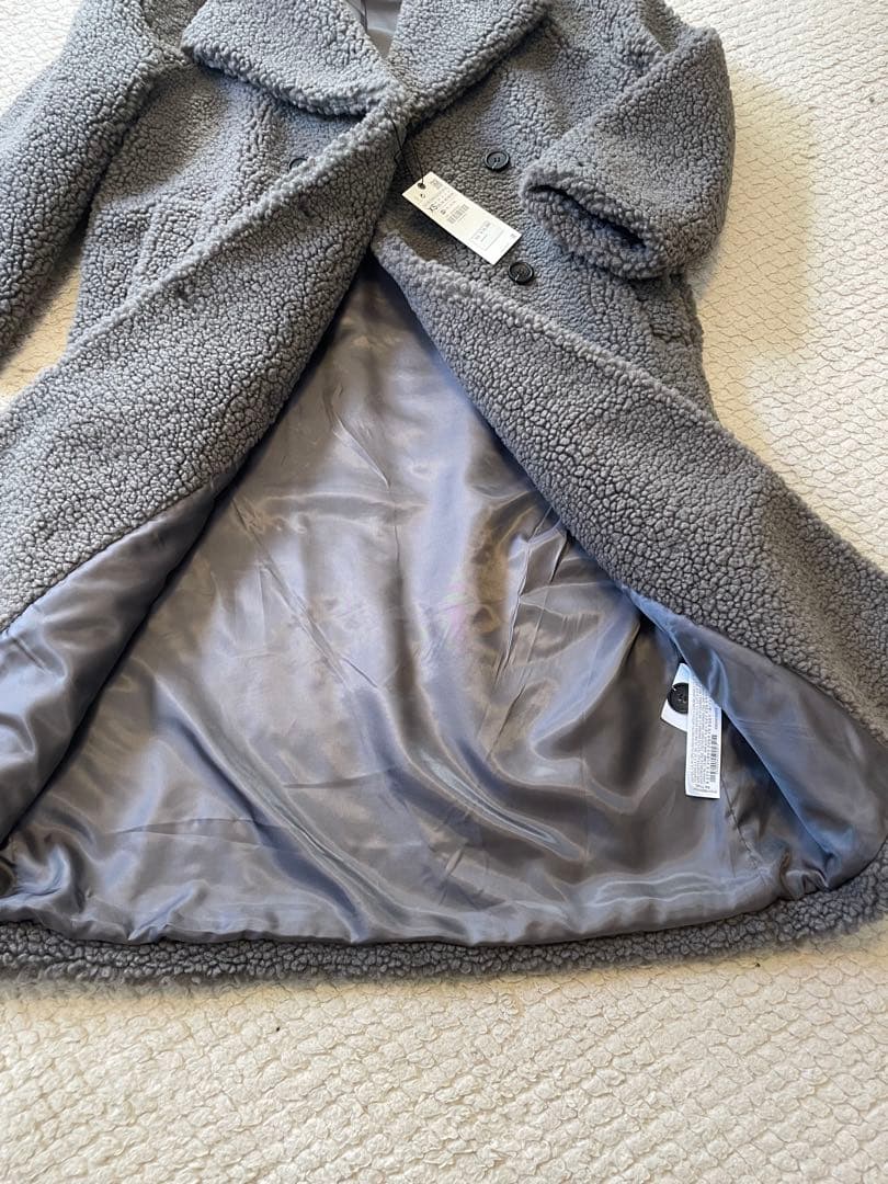 【新品タグ付き】ZARA ボアロングコート XS グレー