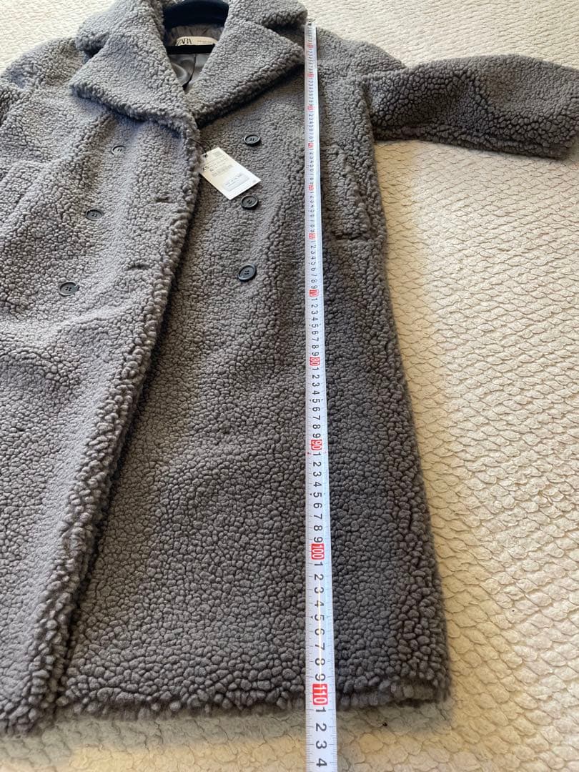 【新品タグ付き】ZARA ボアロングコート XS グレー