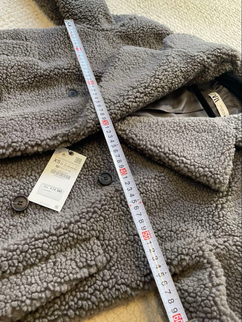 【新品タグ付き】ZARA ボアロングコート XS グレー