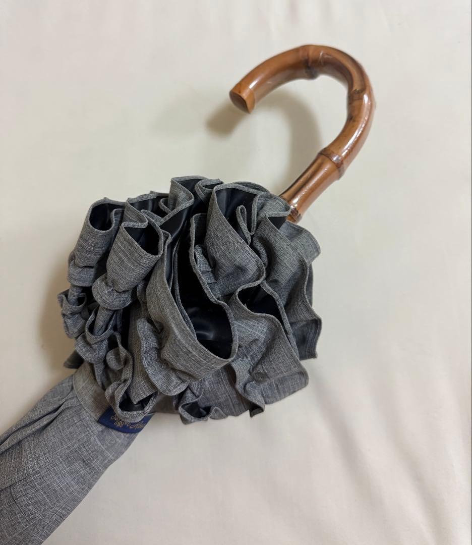 芦屋ロサブラン ショート 日傘 ダブルフリルグレー