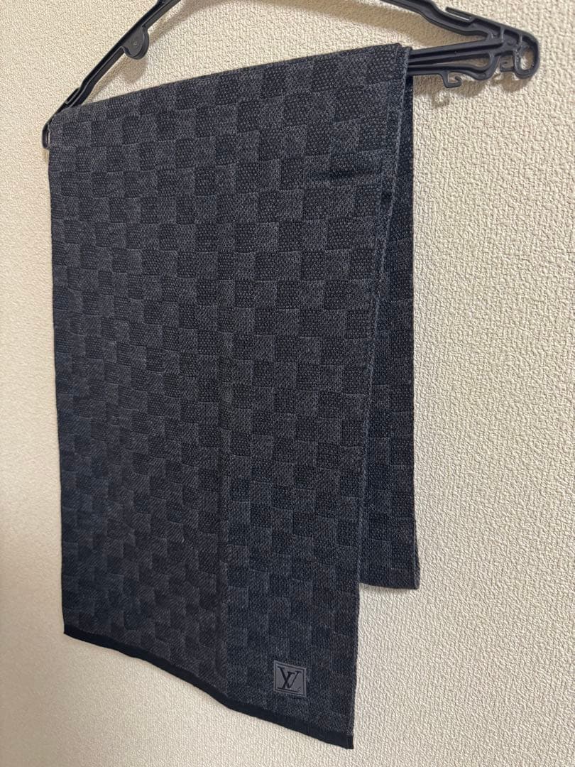【美品】ルイヴィトン　ダミエ　マフラー　メンズ　正規品LOUIS VUITTON