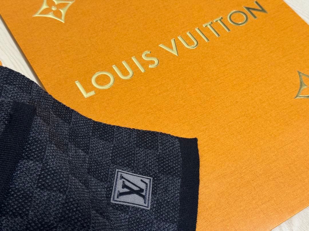 【美品】ルイヴィトン　ダミエ　マフラー　メンズ　正規品LOUIS VUITTON