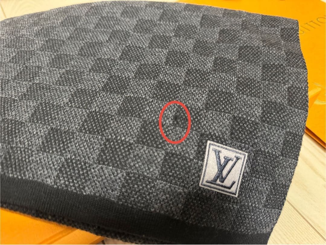 【美品】ルイヴィトン　ダミエ　マフラー　メンズ　正規品LOUIS VUITTON