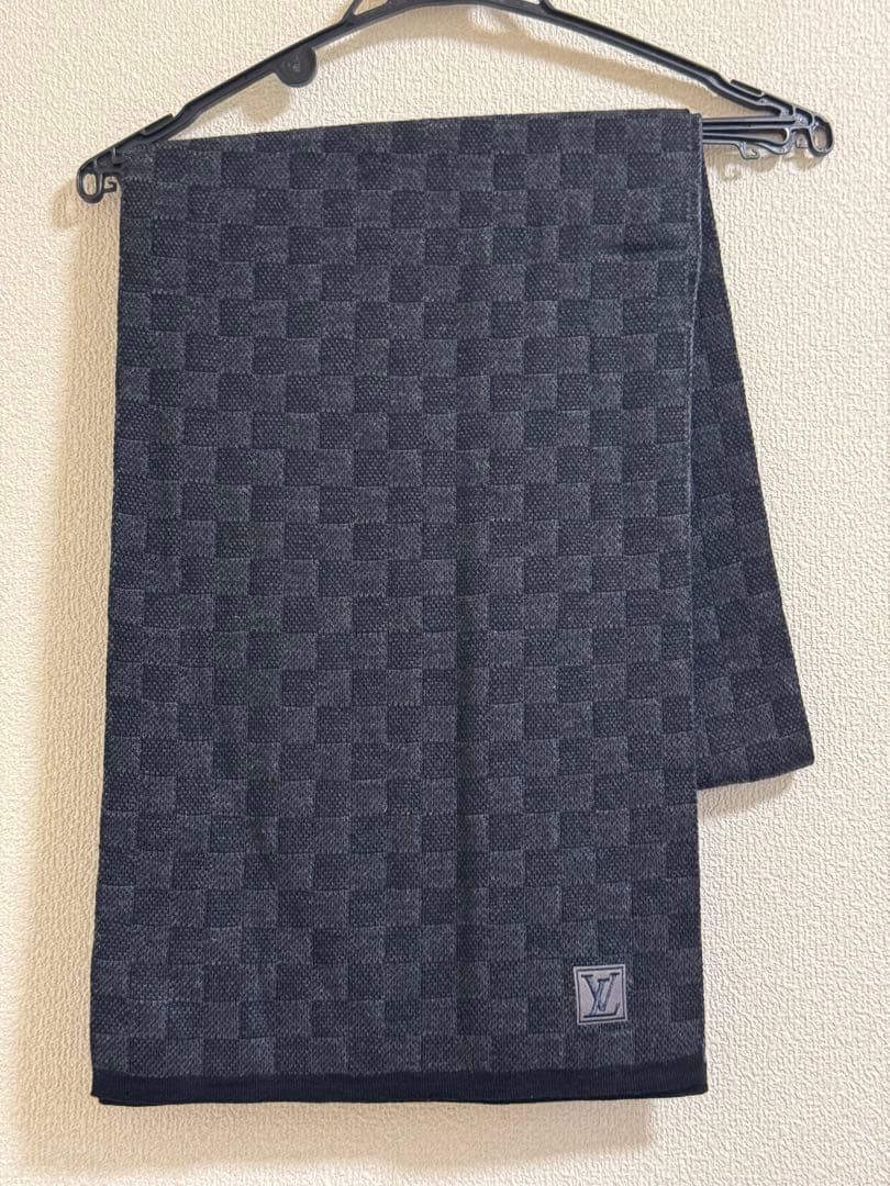 【美品】ルイヴィトン　ダミエ　マフラー　メンズ　正規品LOUIS VUITTON