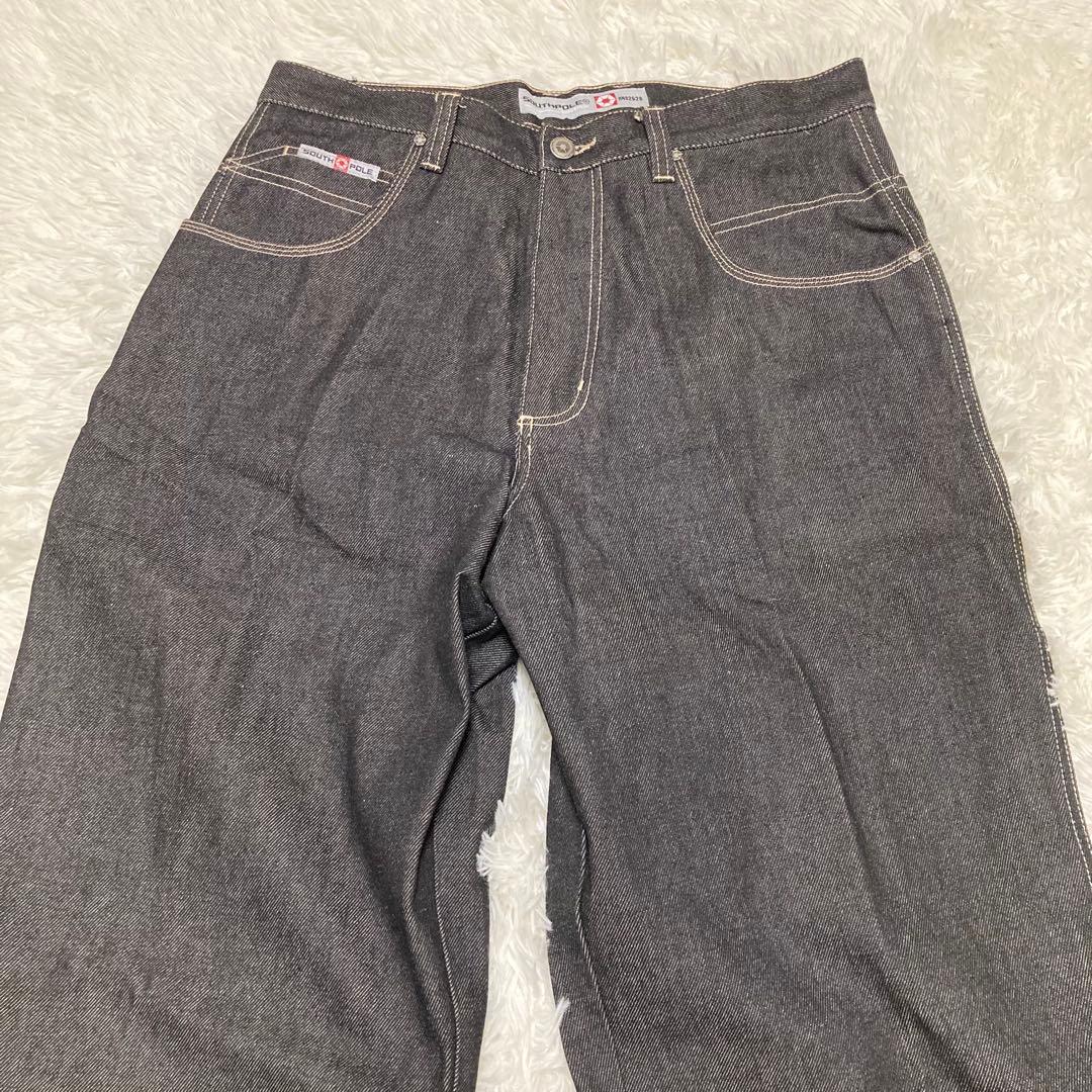 SouthPole W36ウォッシュブラック デニム ペインター バギーパンツ