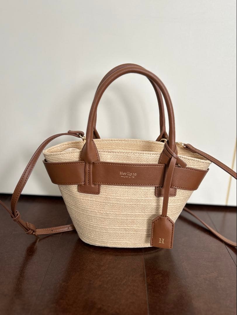 herlipto Palma Tote Bag　mini 　ブラウン　かごバッグ