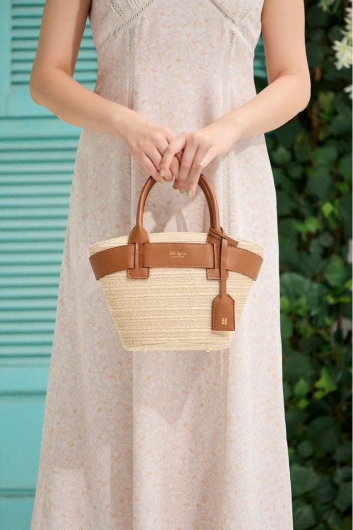 herlipto Palma Tote Bag　mini 　ブラウン　かごバッグ