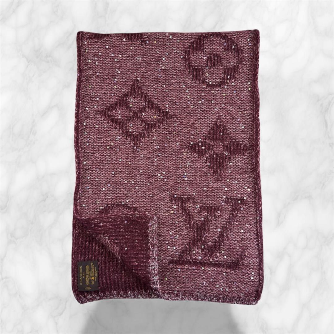 ルイヴィトン エシャルプ モノグラム グリッター スパンコール マフラー