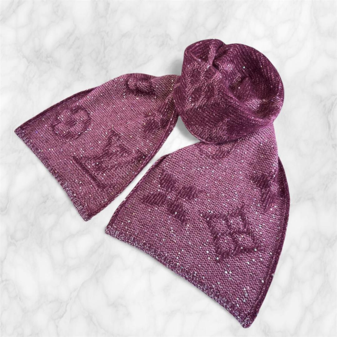 ルイヴィトン エシャルプ モノグラム グリッター スパンコール マフラー