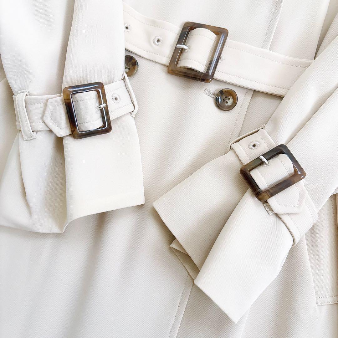 《新品》COHINA ダブルボタンフレアテロンチコート ベージュ レギュラー F