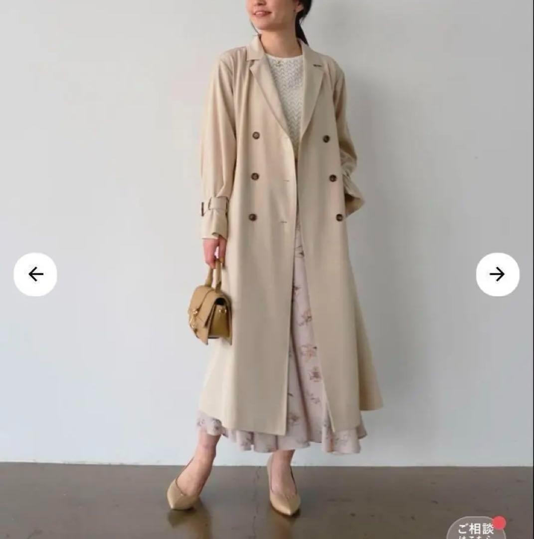 《新品》COHINA ダブルボタンフレアテロンチコート ベージュ レギュラー F